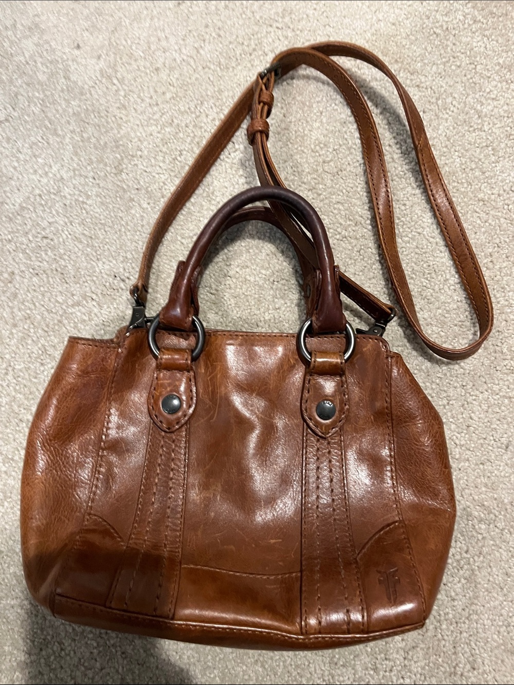 Frye Leather Top-Handle Crossbody Bag in Brown